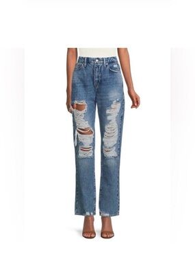 NWT GOOD AMERICAN
​Good Boy Distressed Straight Leg Jeans Size 4/27